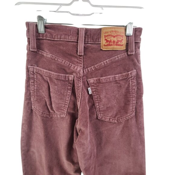 Levis Premium Ribcage Corduroy Straight Ankle Zip - Decadent Chocolate Size 25 - Picture 8 of 11